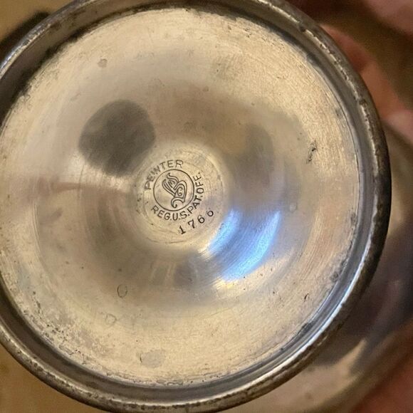 Vintage Pewter Octagon Rim Candle Holders Compote Dish Set of 2 - Picture 16 of 16